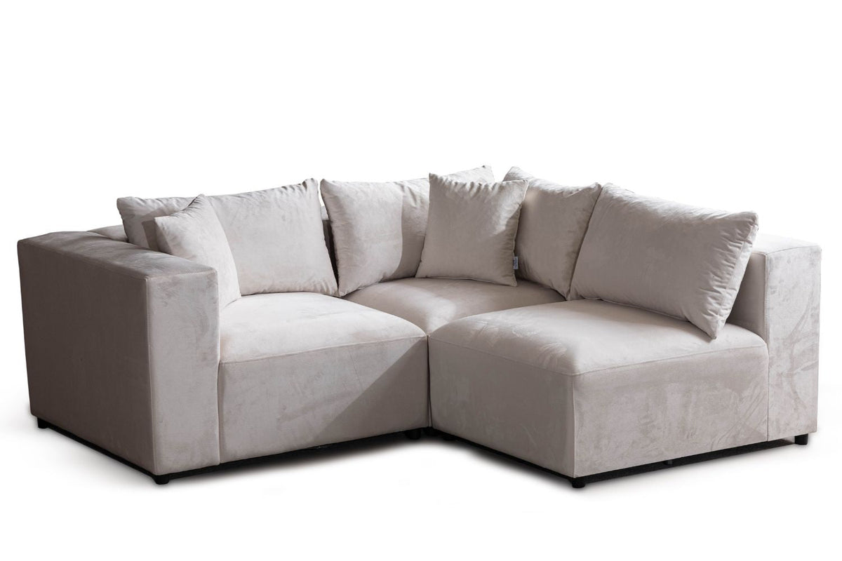 Canapé Azra Modulable Velours Blanc cassé
