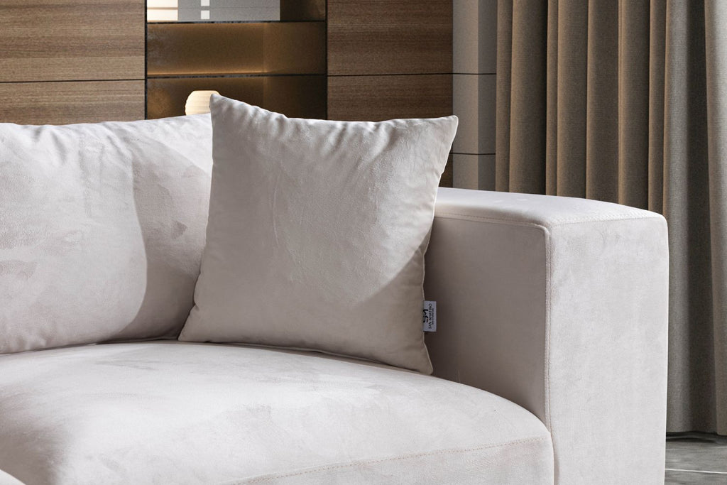 Canapé Azra Modulable Velours Blanc cassé