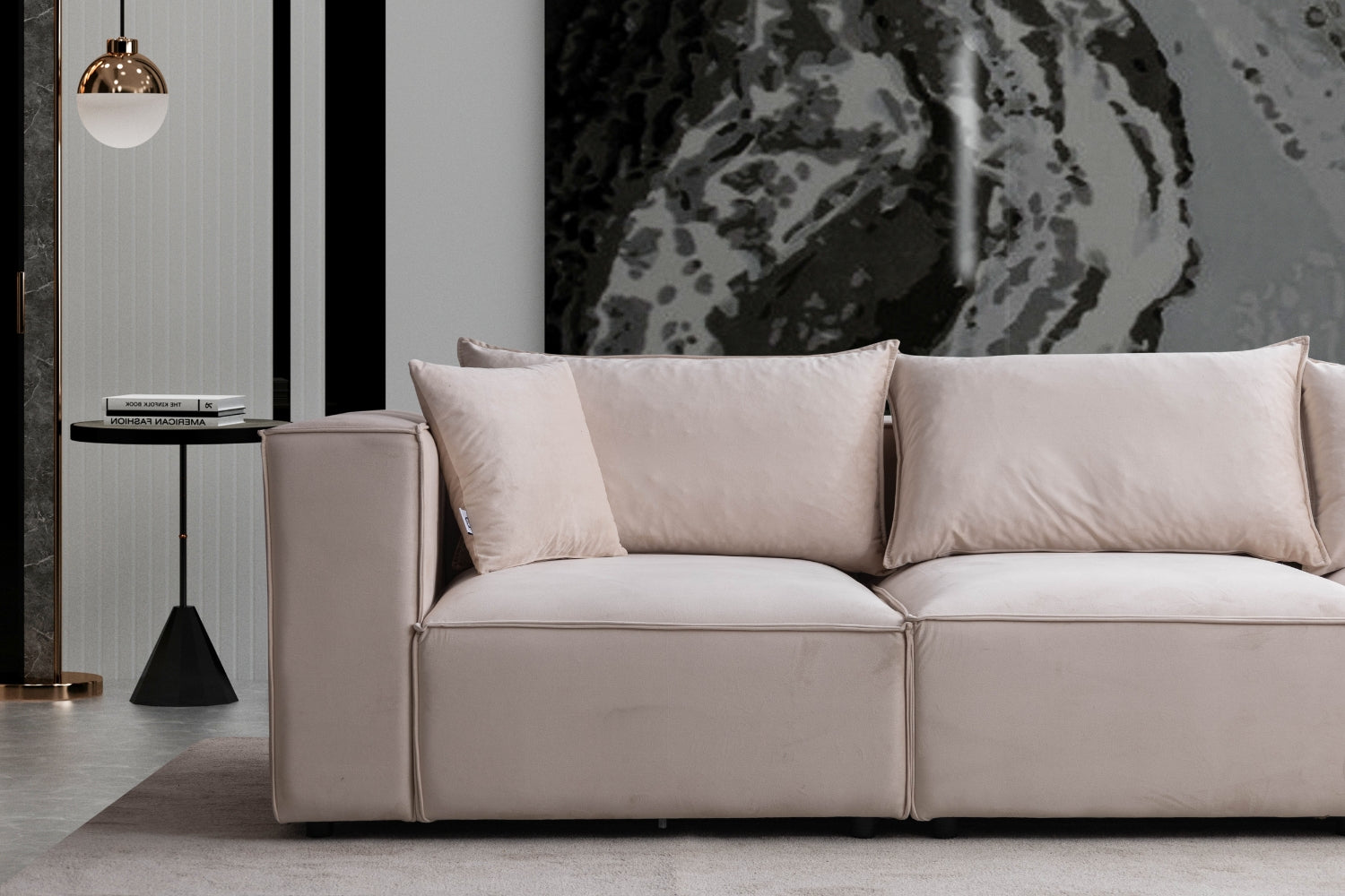 Canapé Elégance Velours Modulable 3+1 Pouf