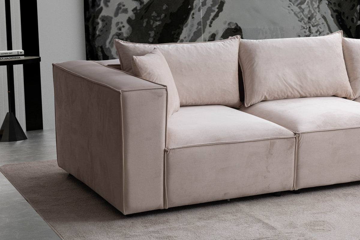 Canapé Elégance Velours Modulable 4+1 Pouf
