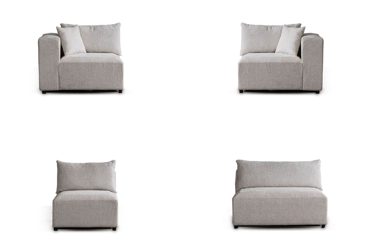 Canapé Azra Modulable Chenille Blanc cassé