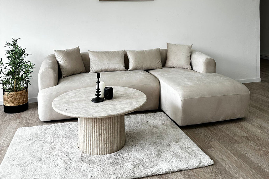 Canapé d'Angle Ela Velours Beige