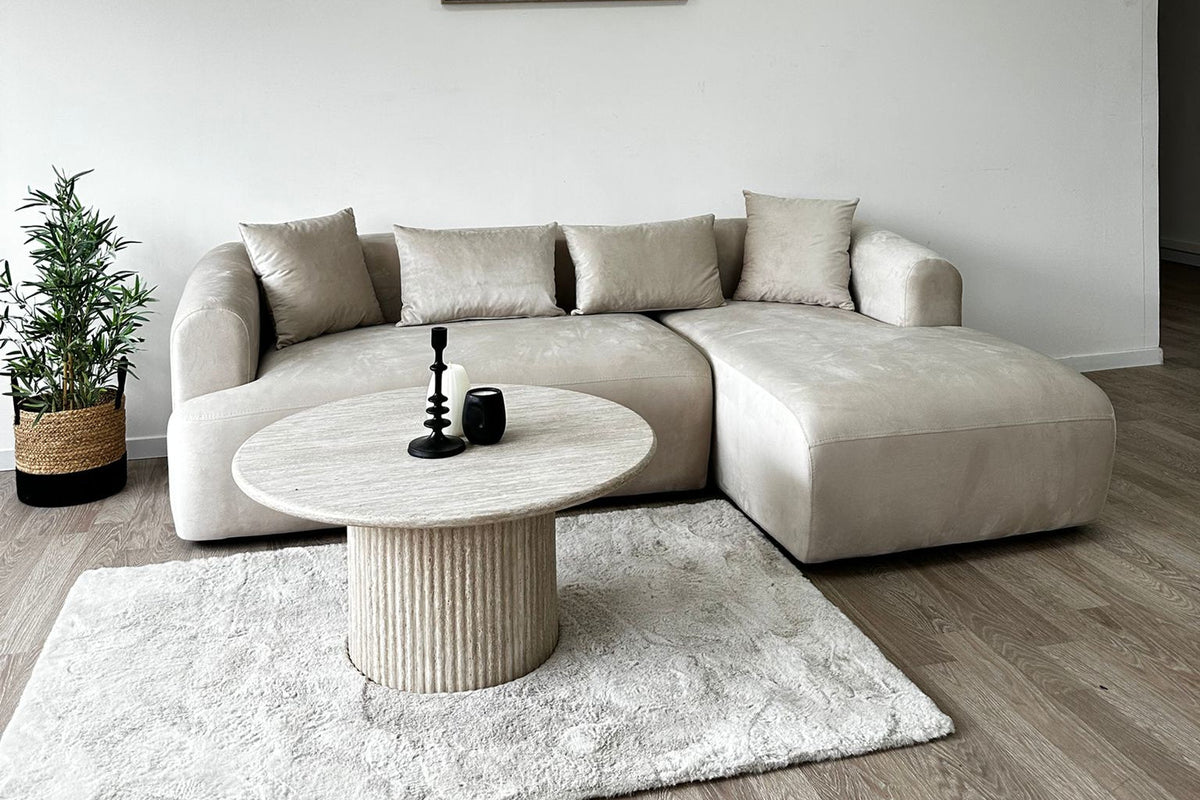 Canapé d'Angle Ela Velours Beige